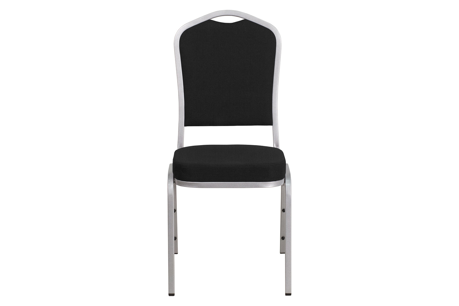 BLNK HERCULES Series Fabric Crown Back Stacking Banquet Chair with Silver Frame - Black