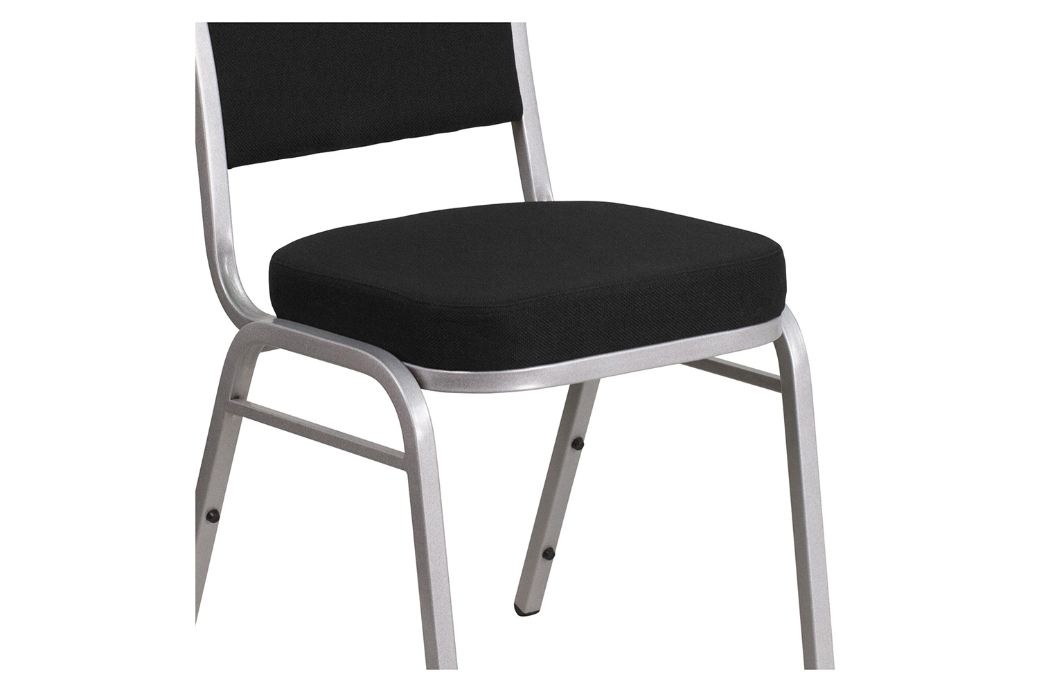 BLNK HERCULES Series Fabric Crown Back Stacking Banquet Chair with Silver Frame - Black