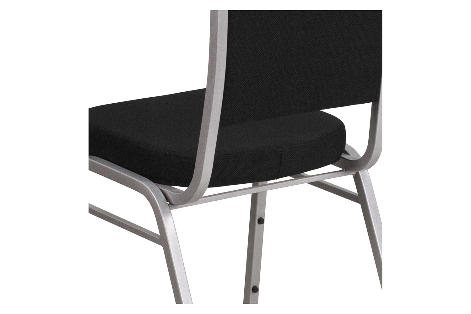 BLNK HERCULES Series Fabric Crown Back Stacking Banquet Chair with Silver Frame - Black