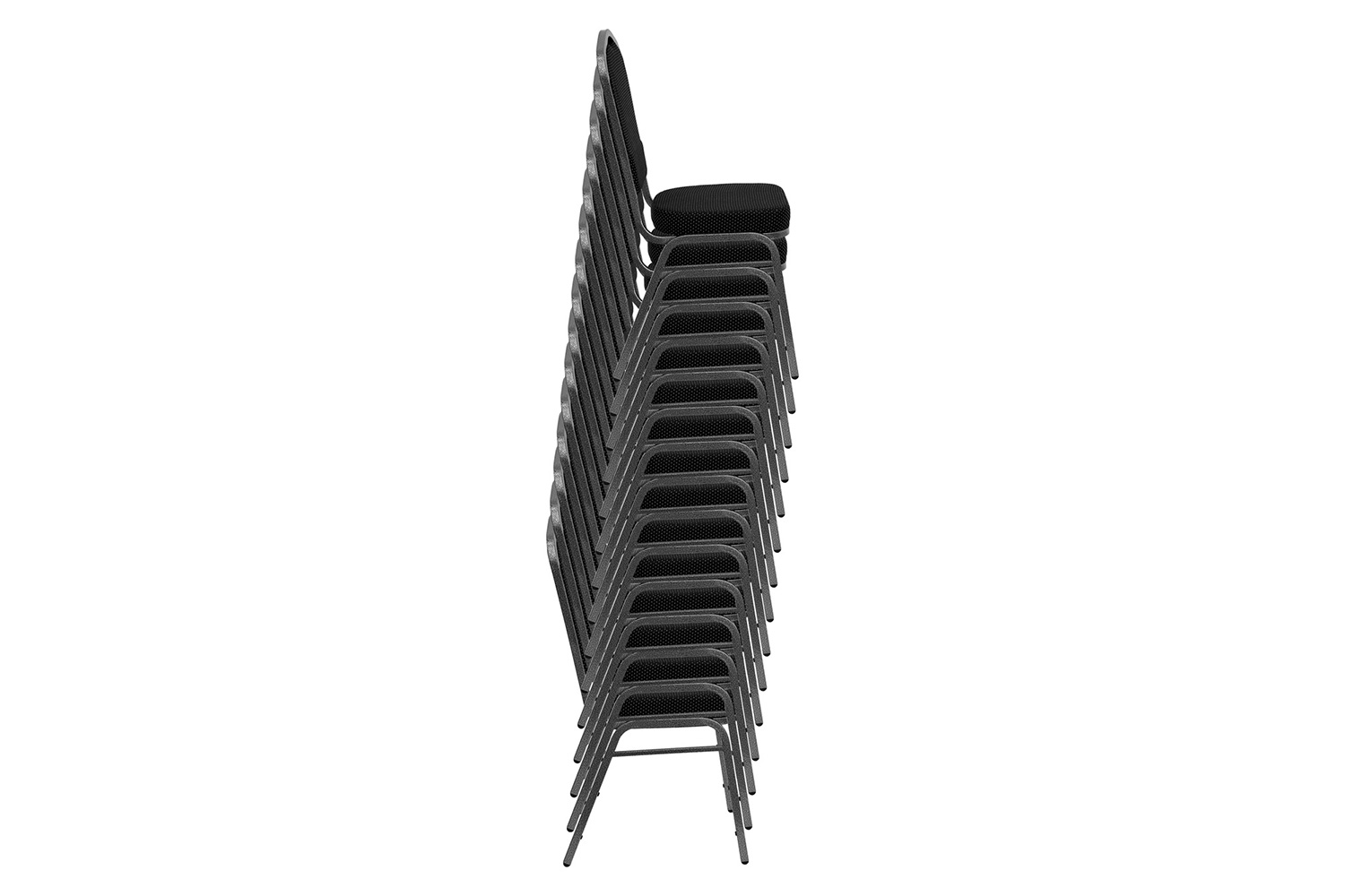 BLNK HERCULES Series Fabric Crown Back Stacking Banquet Chair with Silver Frame - Black