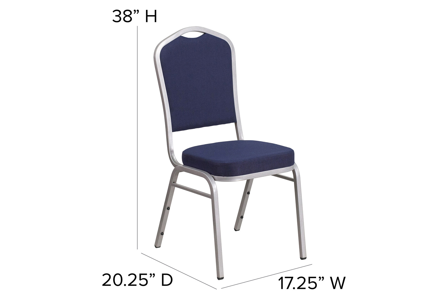 BLNK HERCULES Series Fabric Crown Back Stacking Banquet Chair with Silver Frame - Black