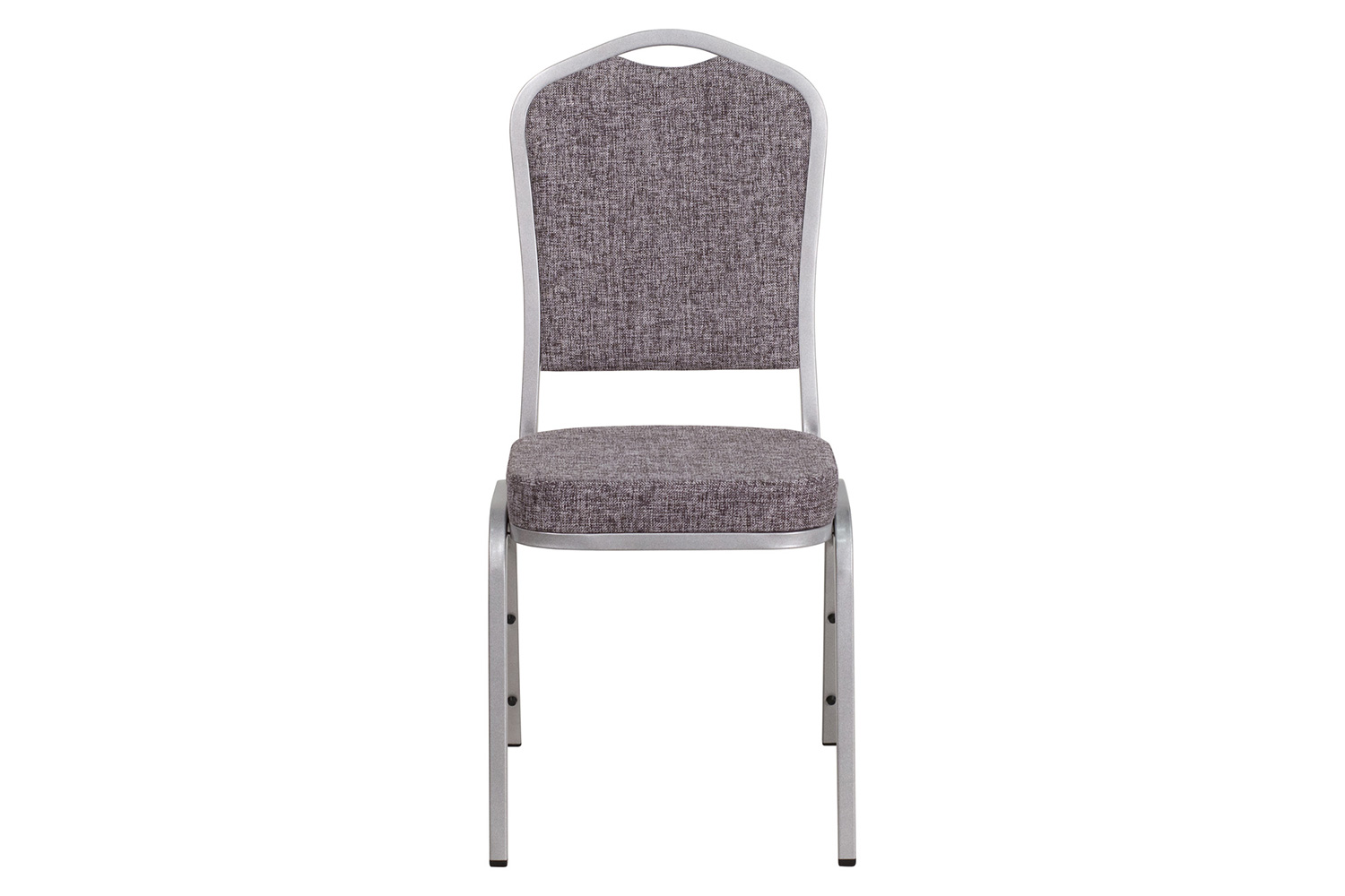 BLNK HERCULES Series Fabric Crown Back Stacking Banquet Chair with Silver Frame - Herringbone