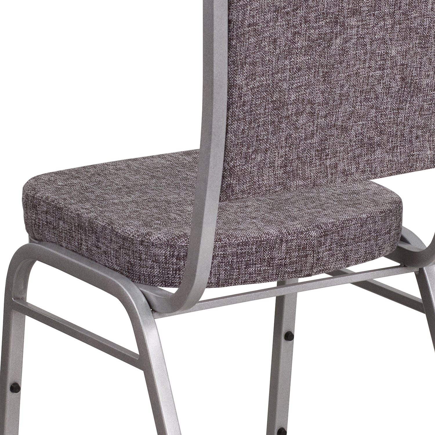 BLNK HERCULES Series Fabric Crown Back Stacking Banquet Chair with Silver Frame - Herringbone