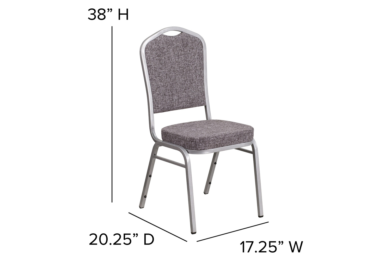BLNK HERCULES Series Fabric Crown Back Stacking Banquet Chair with Silver Frame - Herringbone