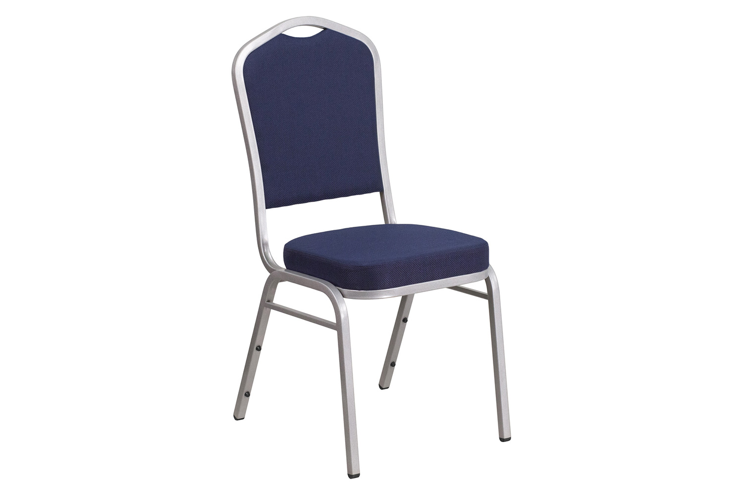 BLNK HERCULES Series Fabric Crown Back Stacking Banquet Chair with Silver Frame - Navy
