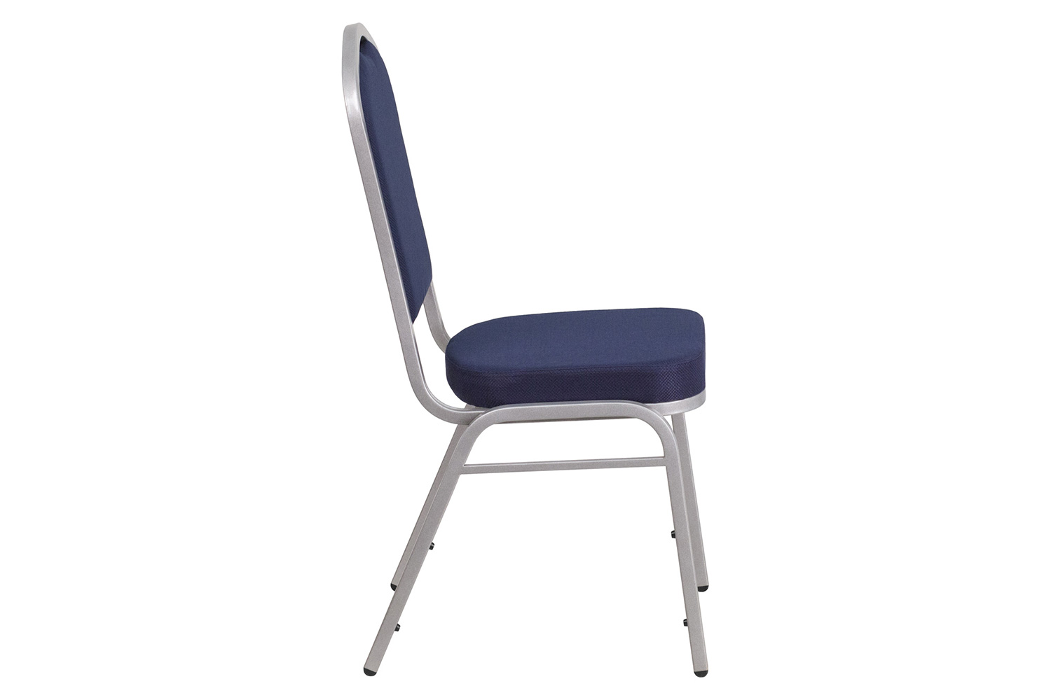 BLNK HERCULES Series Fabric Crown Back Stacking Banquet Chair with Silver Frame - Navy