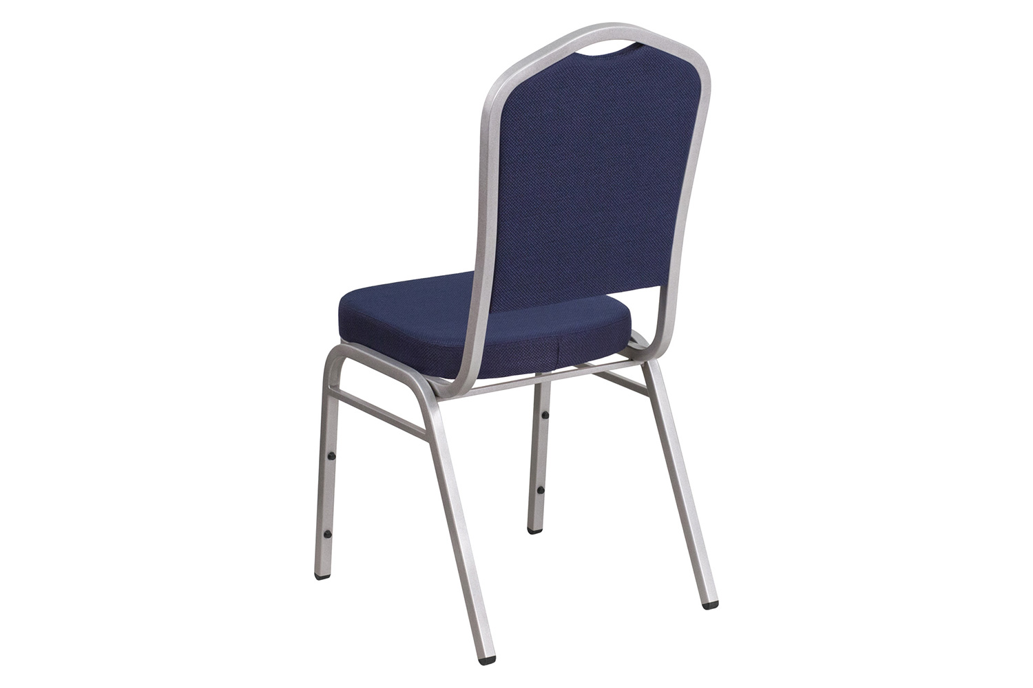 BLNK HERCULES Series Fabric Crown Back Stacking Banquet Chair with Silver Frame - Navy