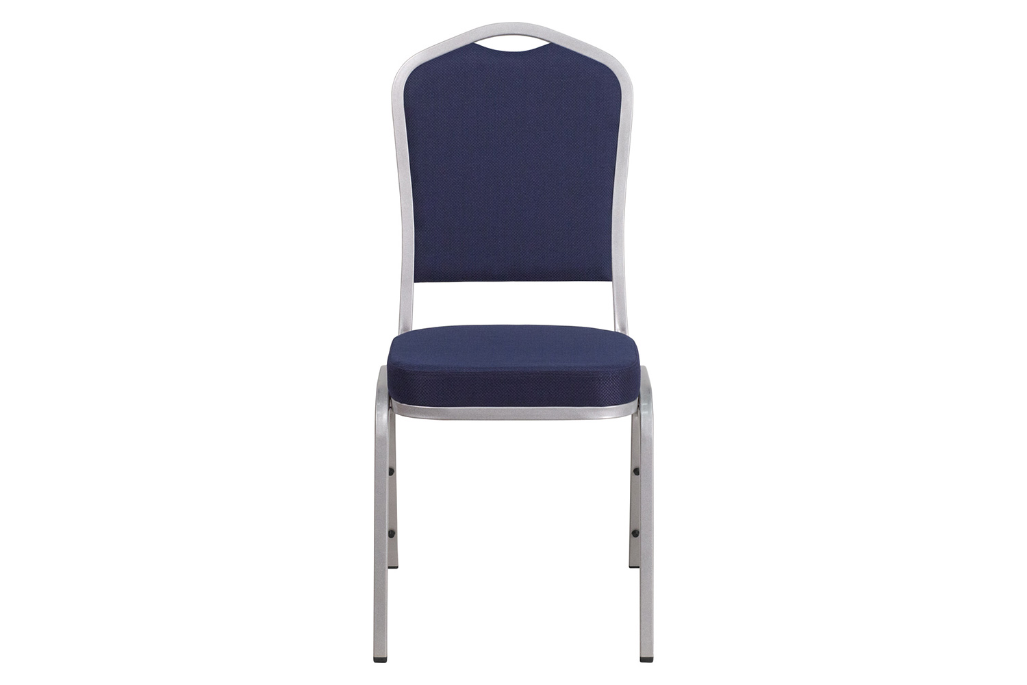 BLNK HERCULES Series Fabric Crown Back Stacking Banquet Chair with Silver Frame - Navy