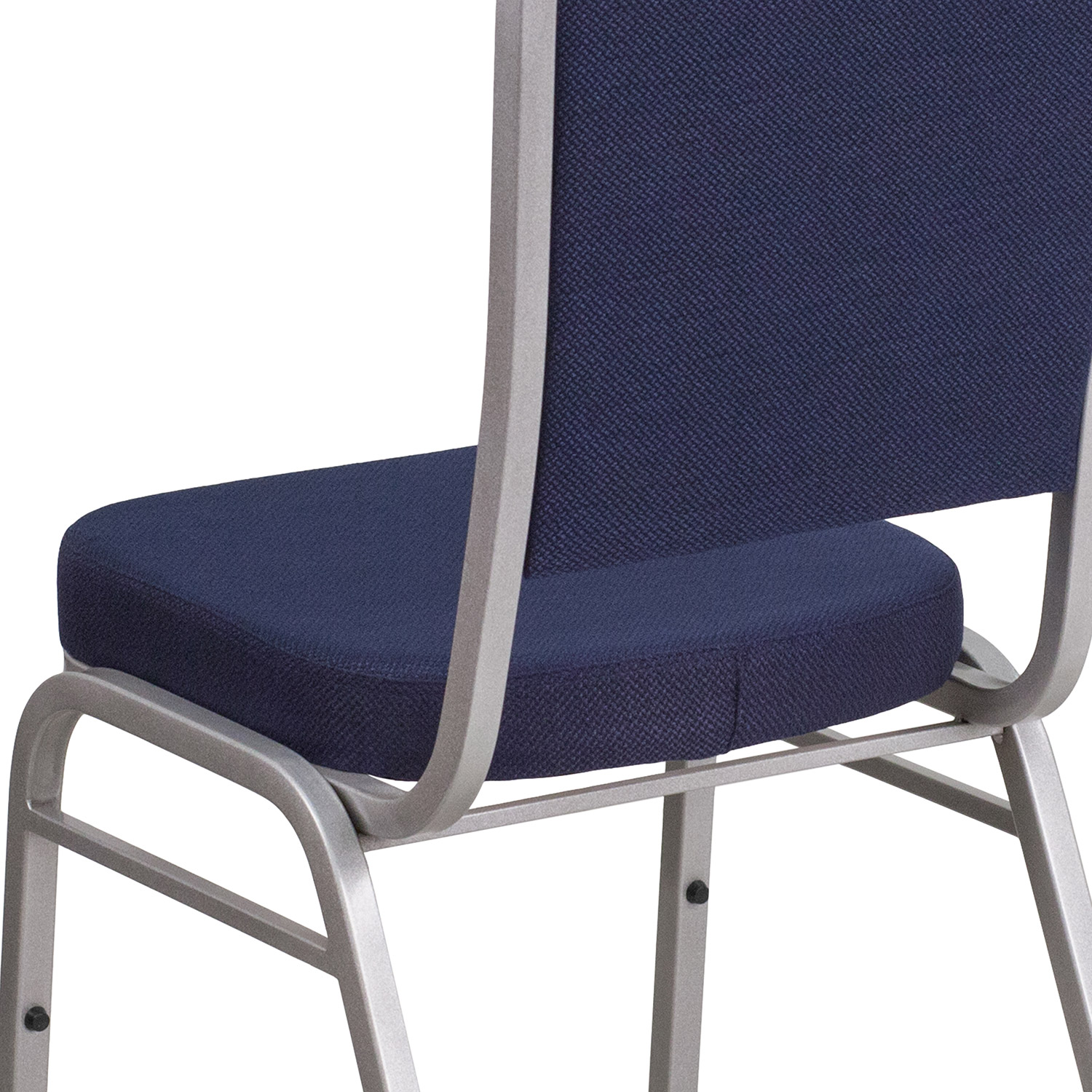 BLNK HERCULES Series Fabric Crown Back Stacking Banquet Chair with Silver Frame - Navy