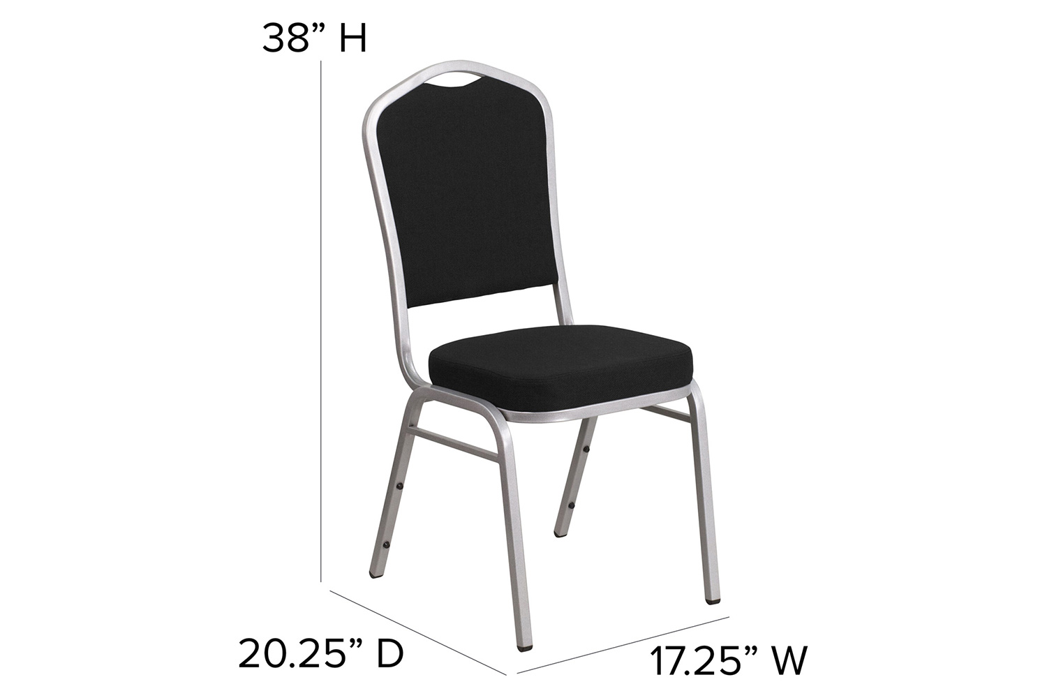 BLNK HERCULES Series Fabric Crown Back Stacking Banquet Chair with Silver Frame - Gray