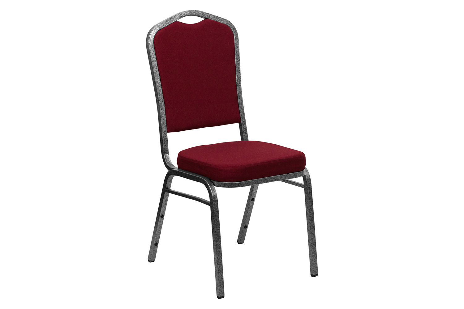 BLNK HERCULES Series Fabric Crown Back Stacking Banquet Chair with Silver Vein Frame - Burgundy