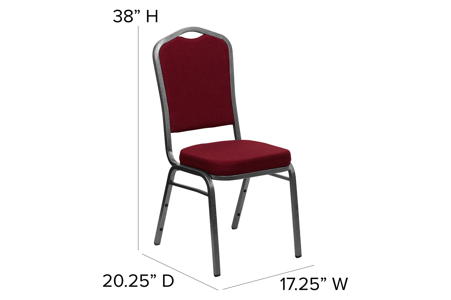 BLNK HERCULES Series Fabric Crown Back Stacking Banquet Chair with Silver Vein Frame - Burgundy