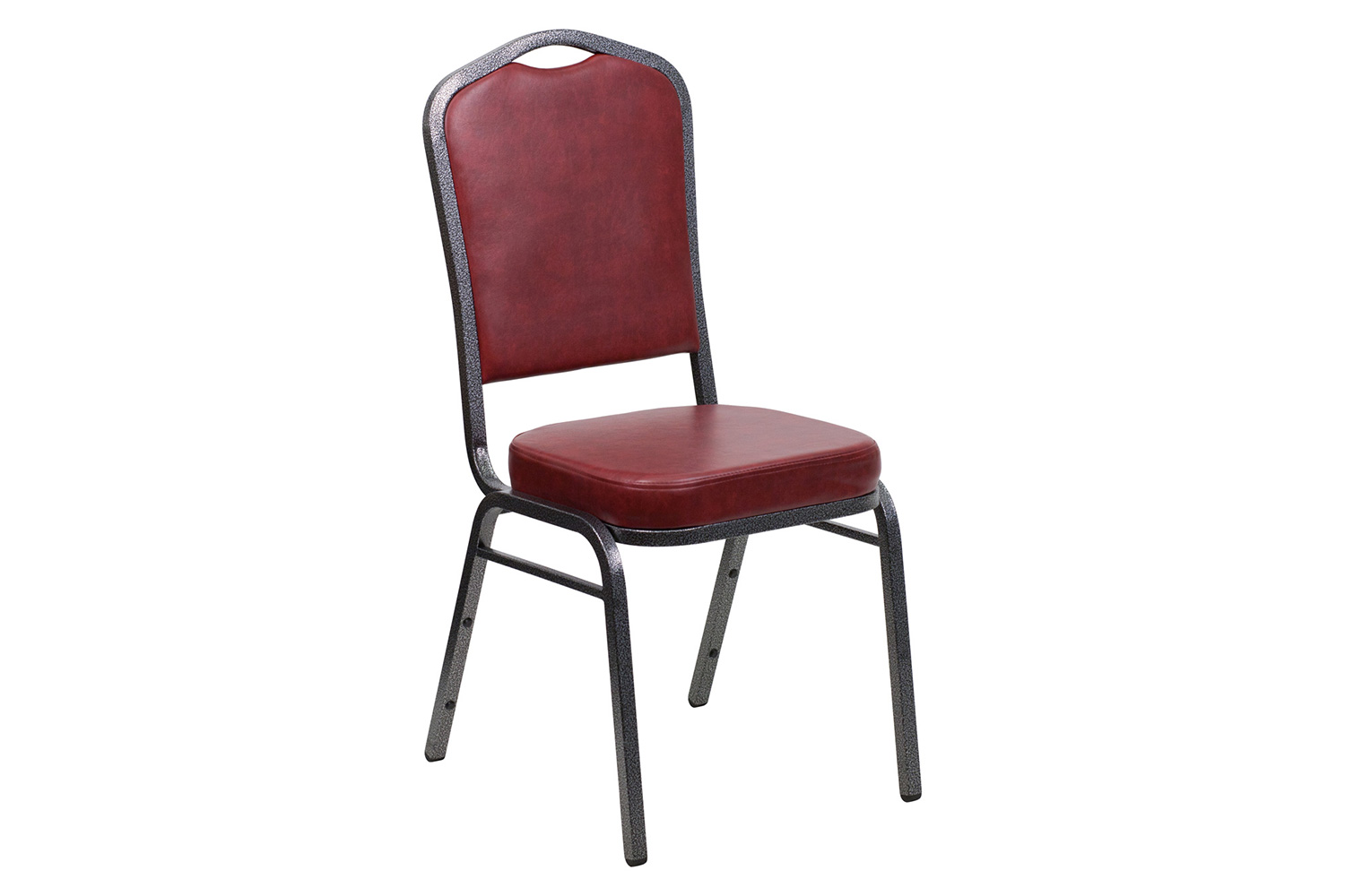 BLNK HERCULES Series Vinyl Crown Back Stacking Banquet Chair with Silver Vein Frame - Burgundy