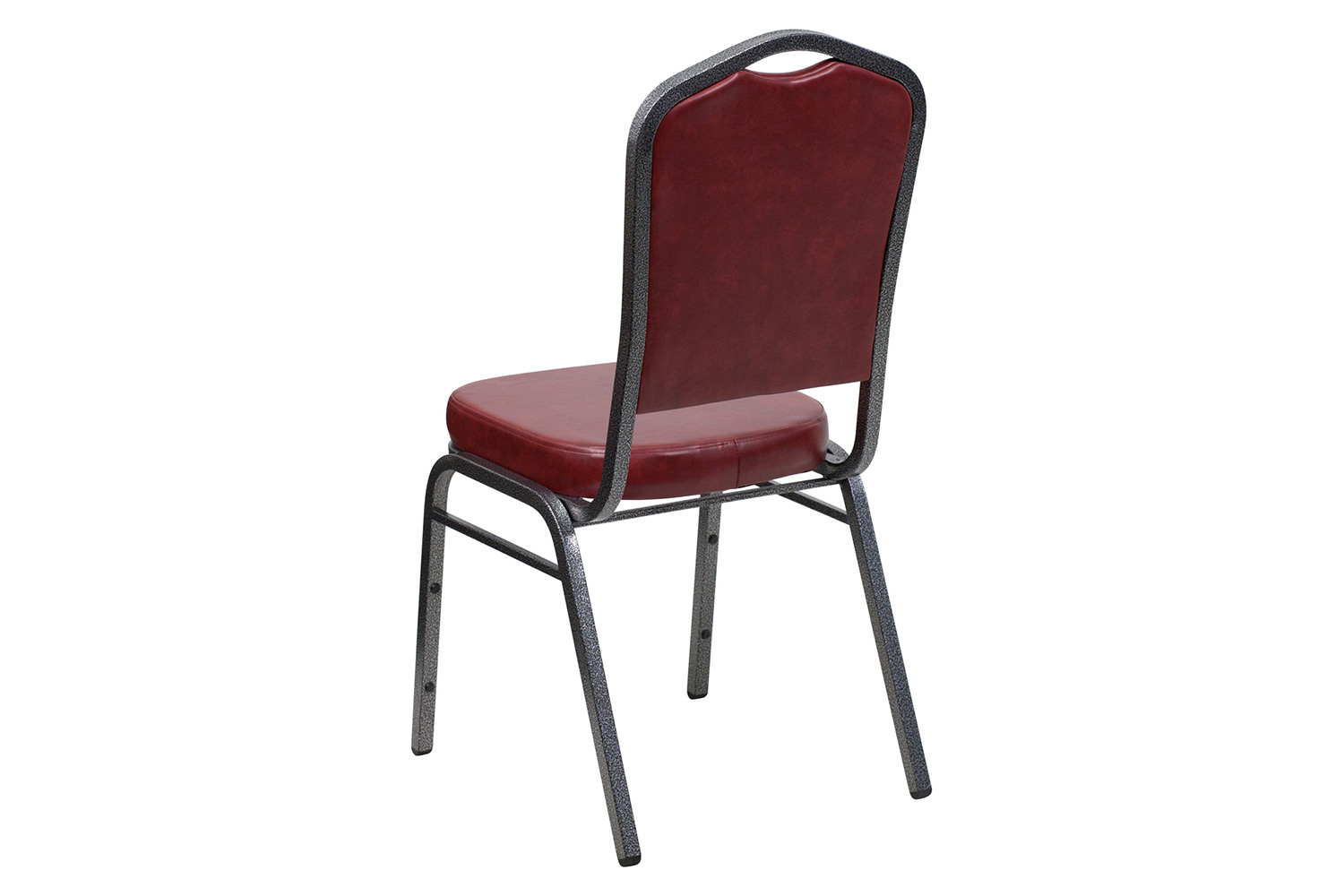 BLNK HERCULES Series Vinyl Crown Back Stacking Banquet Chair with Silver Vein Frame - Burgundy