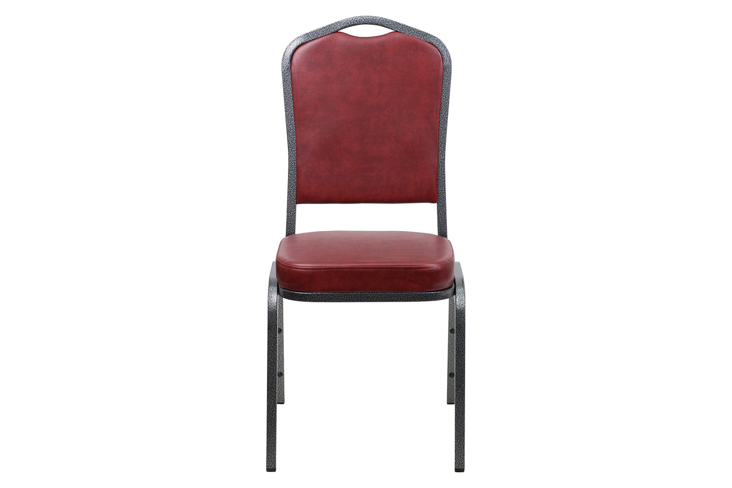 BLNK HERCULES Series Vinyl Crown Back Stacking Banquet Chair with Silver Vein Frame - Burgundy
