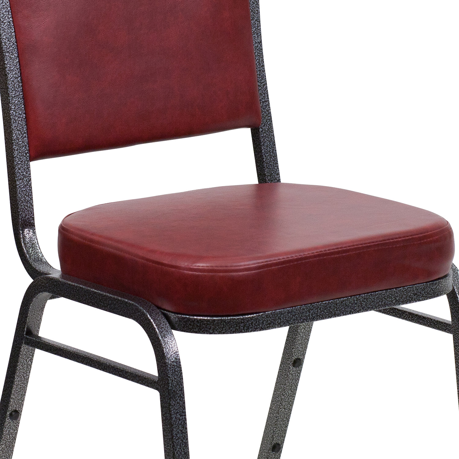 BLNK HERCULES Series Vinyl Crown Back Stacking Banquet Chair with Silver Vein Frame - Burgundy