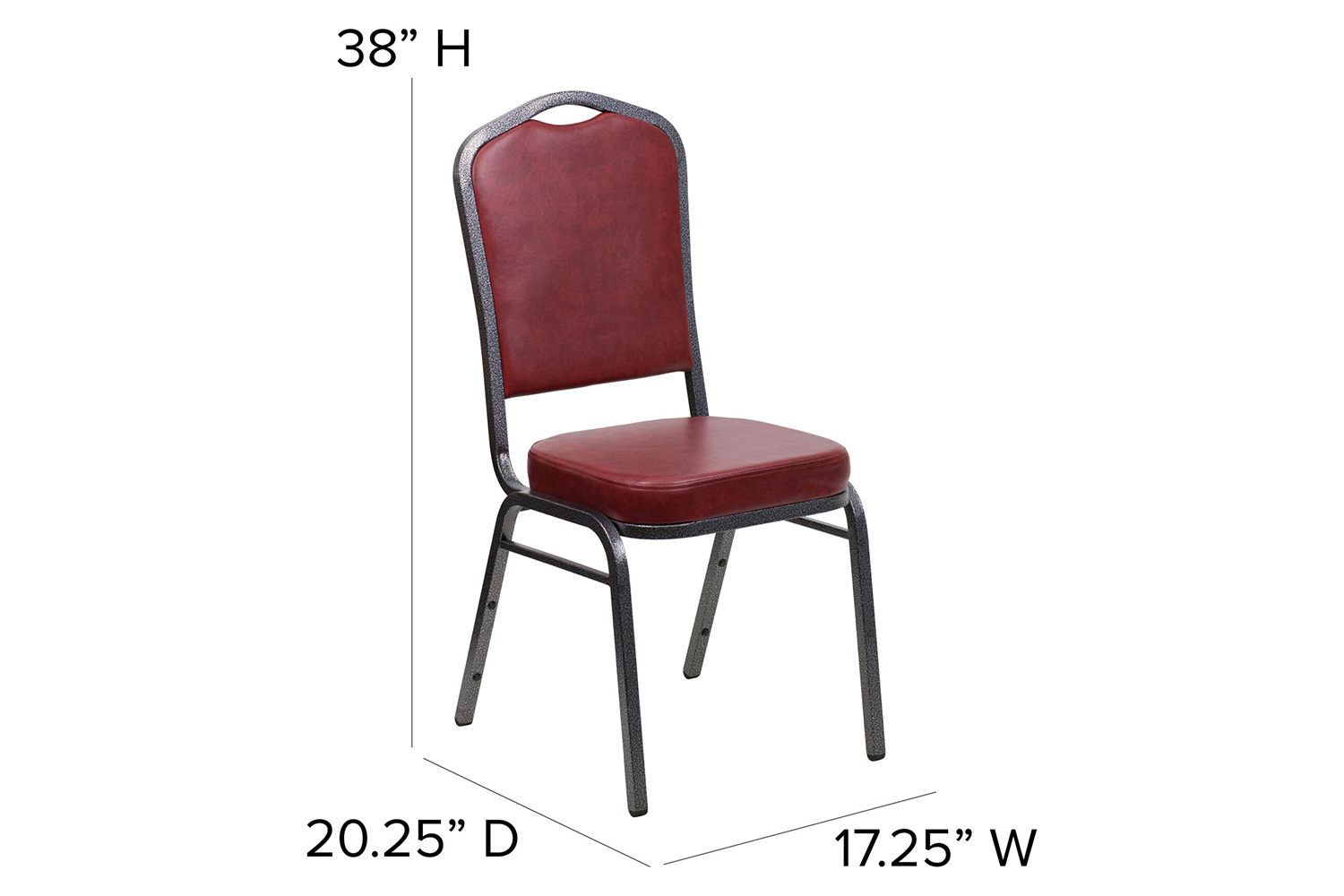 BLNK HERCULES Series Vinyl Crown Back Stacking Banquet Chair with Silver Vein Frame - Burgundy