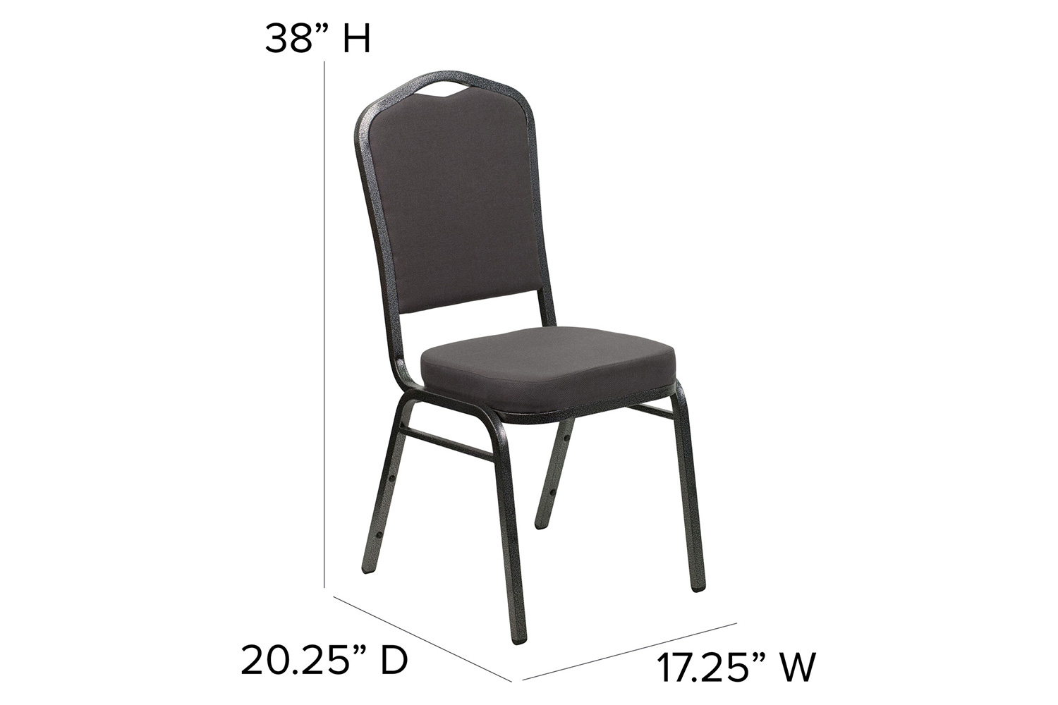 BLNK HERCULES Series Fabric Crown Back Stacking Banquet Chair with Silver Vein Frame - Gray