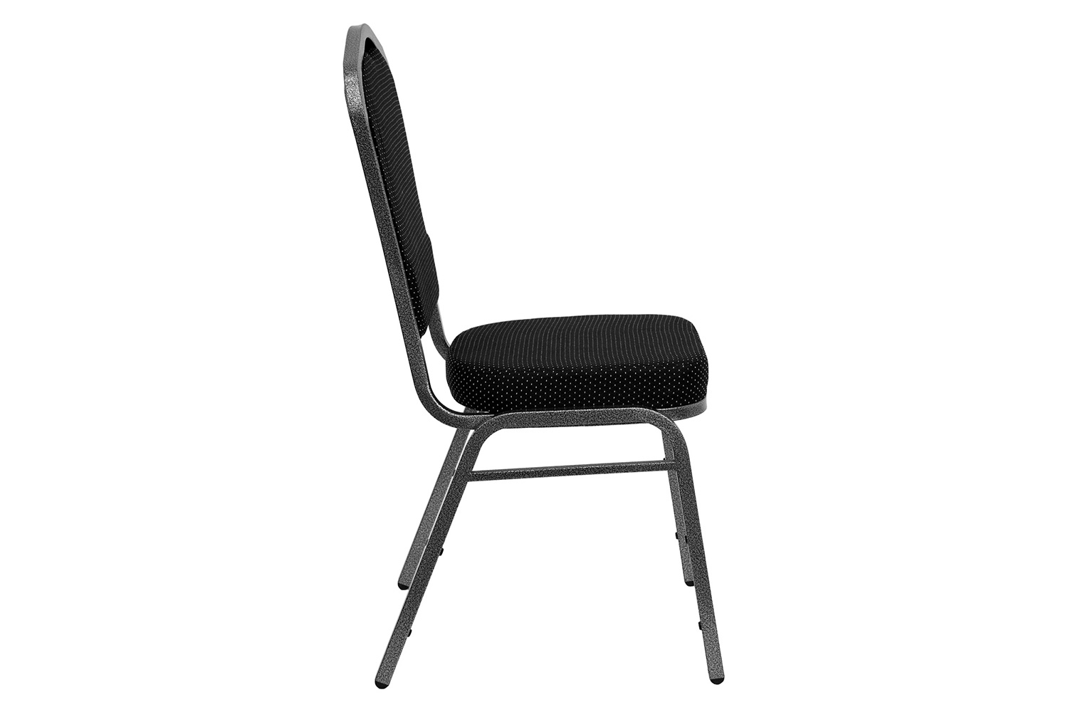 BLNK HERCULES Series Fabric Crown Back Stacking Banquet Chair with Silver Vein Frame - Black Dot Patterned