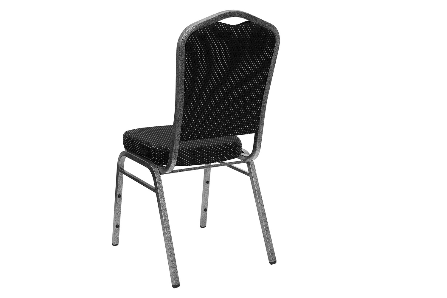 BLNK HERCULES Series Fabric Crown Back Stacking Banquet Chair with Silver Vein Frame - Black Dot Patterned