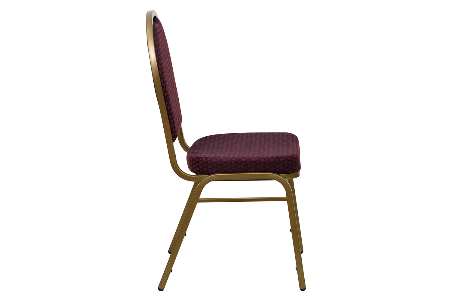 BLNK HERCULES Series Fabric Dome Back Stacking Banquet Chair with Gold Frame - Burgundy Patterned
