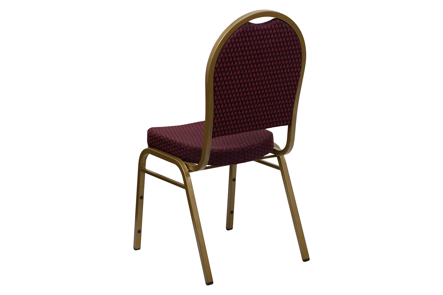 BLNK HERCULES Series Fabric Dome Back Stacking Banquet Chair with Gold Frame - Burgundy Patterned