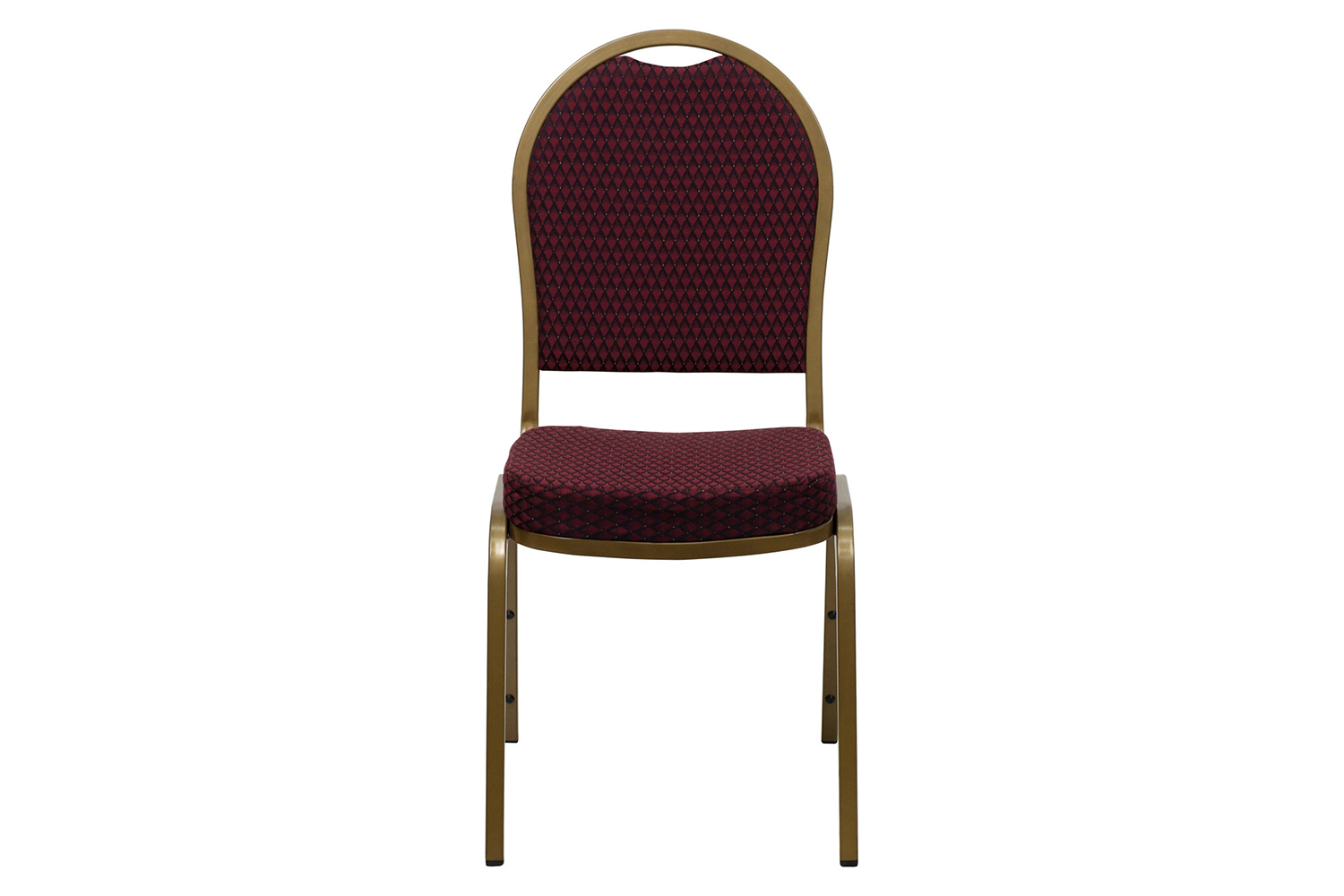 BLNK HERCULES Series Fabric Dome Back Stacking Banquet Chair with Gold Frame - Burgundy Patterned