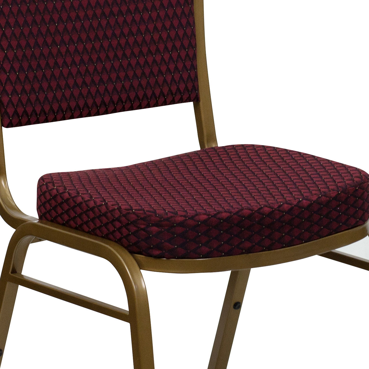 BLNK HERCULES Series Fabric Dome Back Stacking Banquet Chair with Gold Frame - Burgundy Patterned