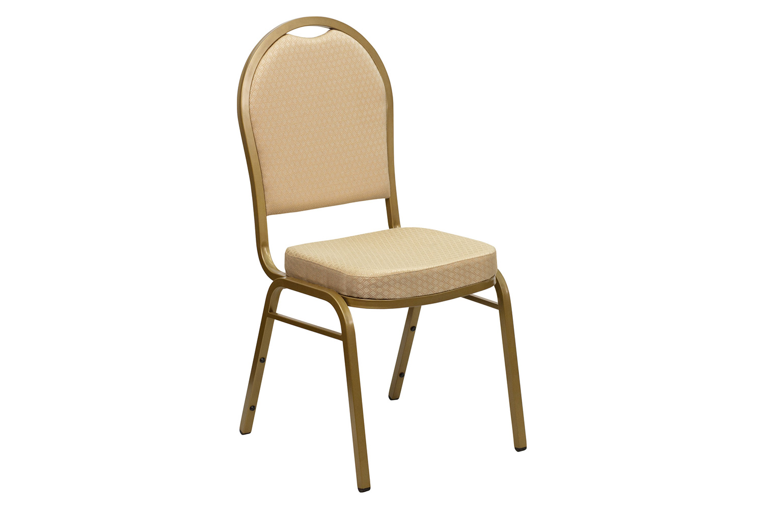 BLNK HERCULES Series Fabric Dome Back Stacking Banquet Chair with Gold Frame - Beige Patterned