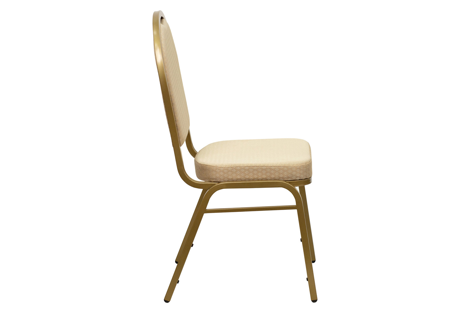BLNK HERCULES Series Fabric Dome Back Stacking Banquet Chair with Gold Frame - Beige Patterned
