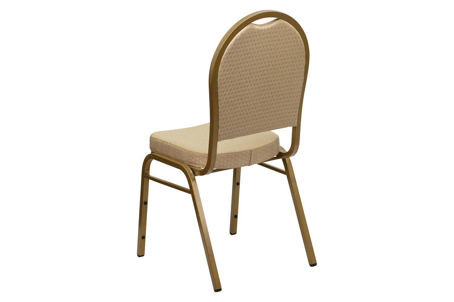 BLNK HERCULES Series Fabric Dome Back Stacking Banquet Chair with Gold Frame - Beige Patterned