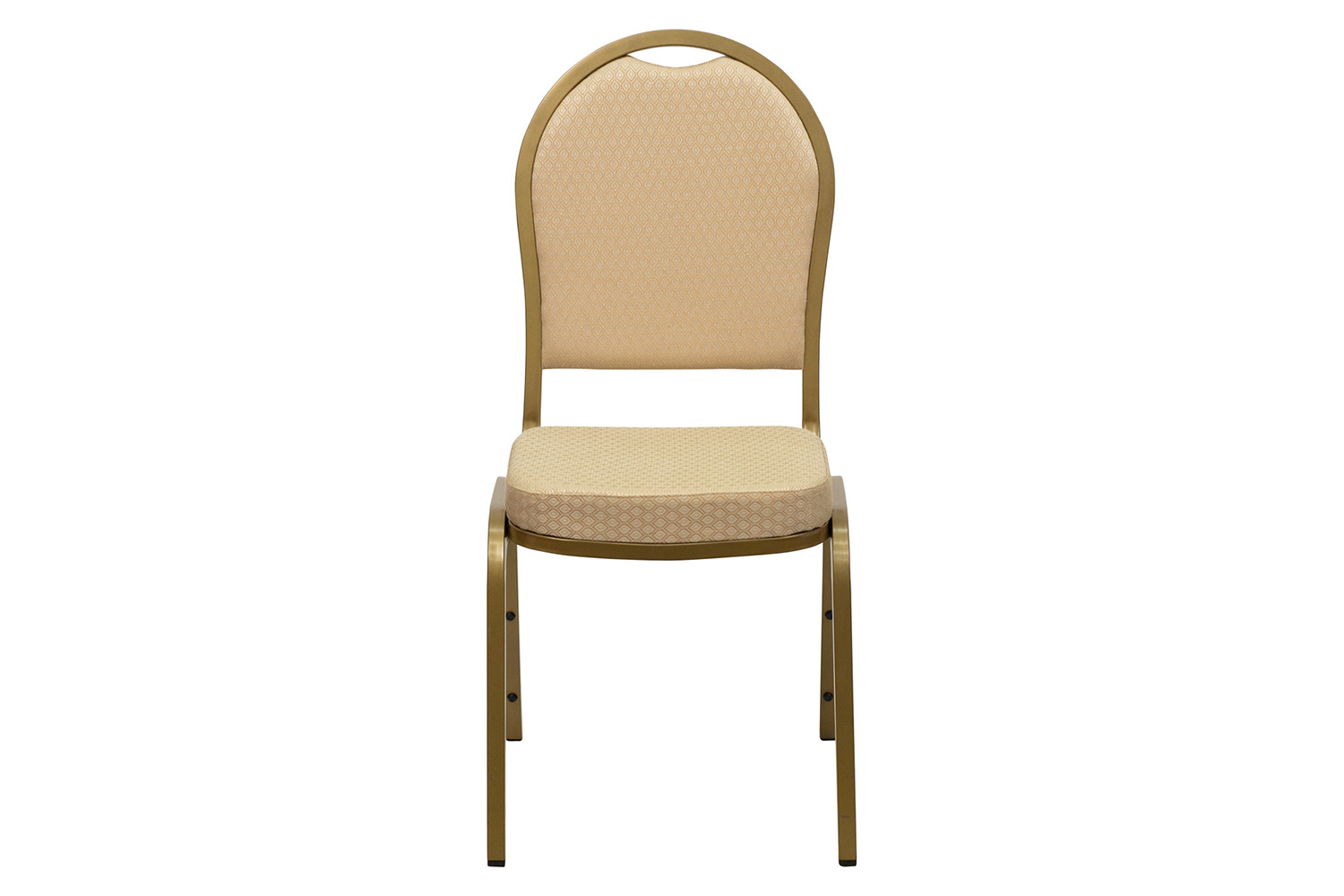 BLNK HERCULES Series Fabric Dome Back Stacking Banquet Chair with Gold Frame - Beige Patterned