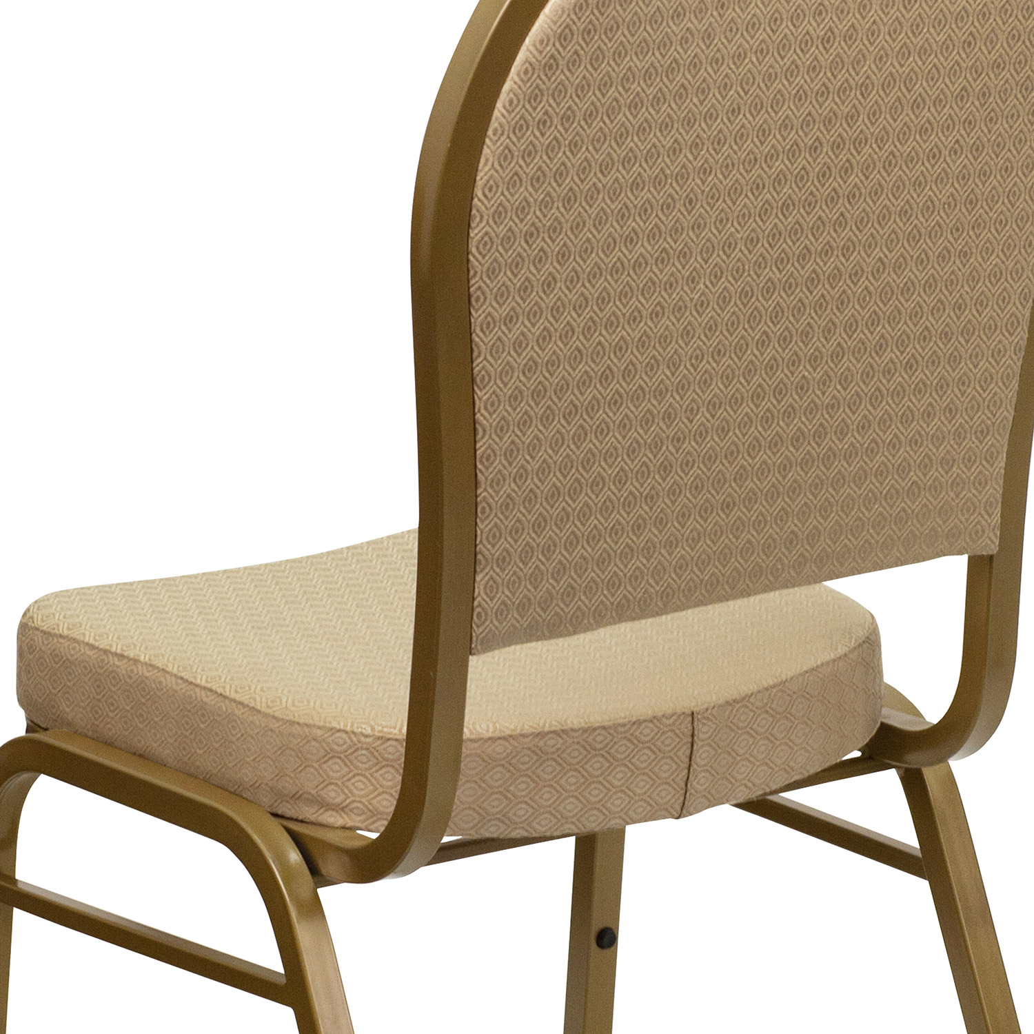 BLNK HERCULES Series Fabric Dome Back Stacking Banquet Chair with Gold Frame - Beige Patterned