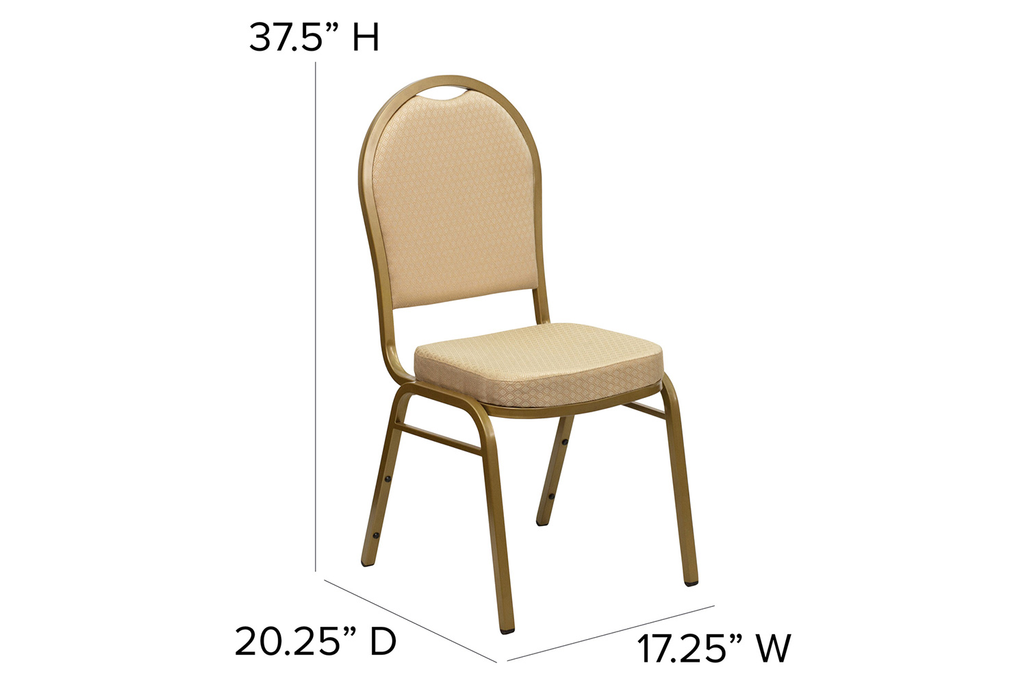 BLNK HERCULES Series Fabric Dome Back Stacking Banquet Chair with Gold Frame - Beige Patterned