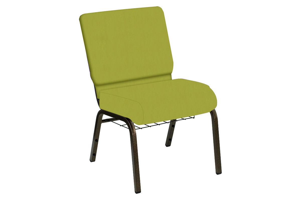 BLNK - HERCULES Series Church Chair in E-Z Wallaby Vinyl with Gold Vein Frame