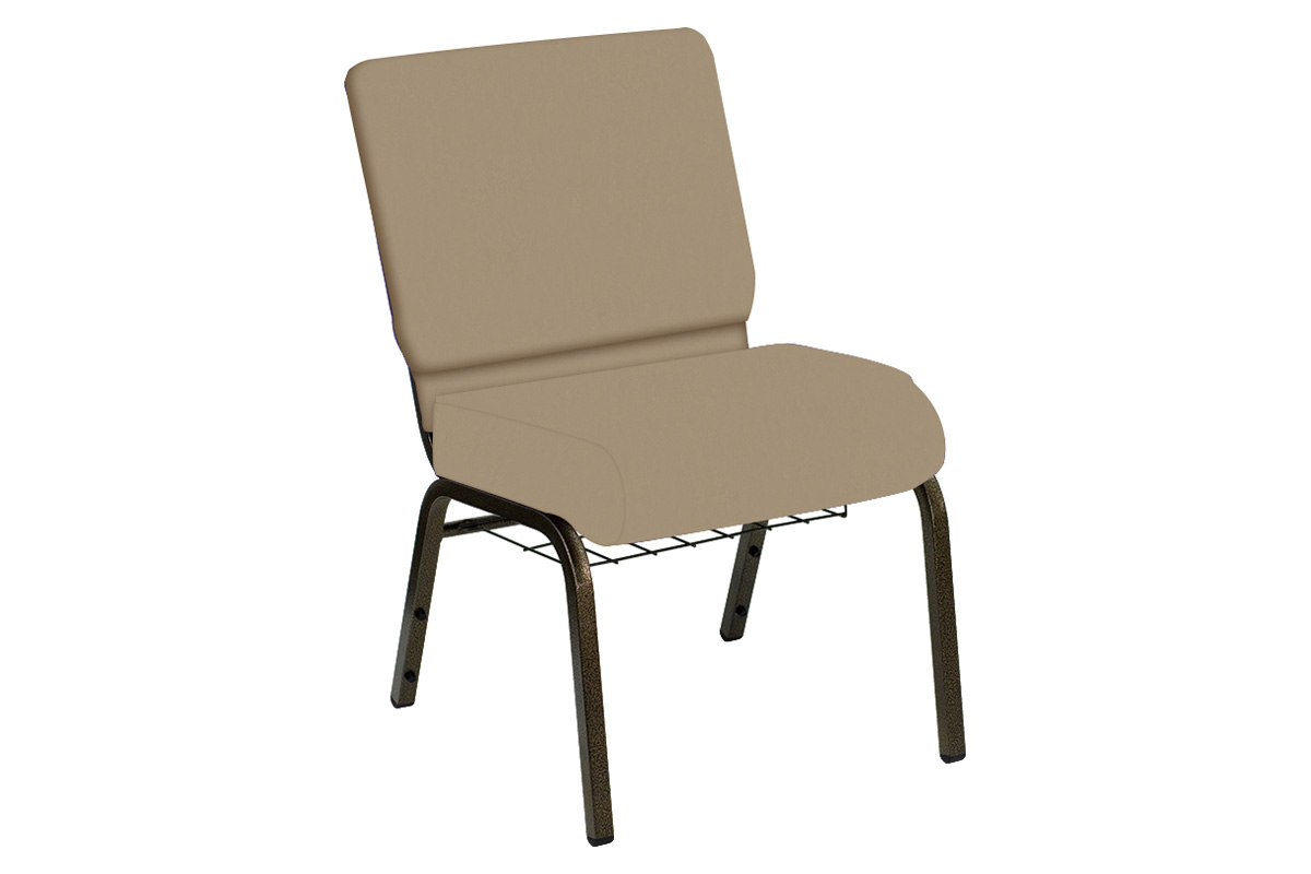 BLNK - HERCULES Series Church Chair in E-Z Wallaby Vinyl with Gold Vein Frame
