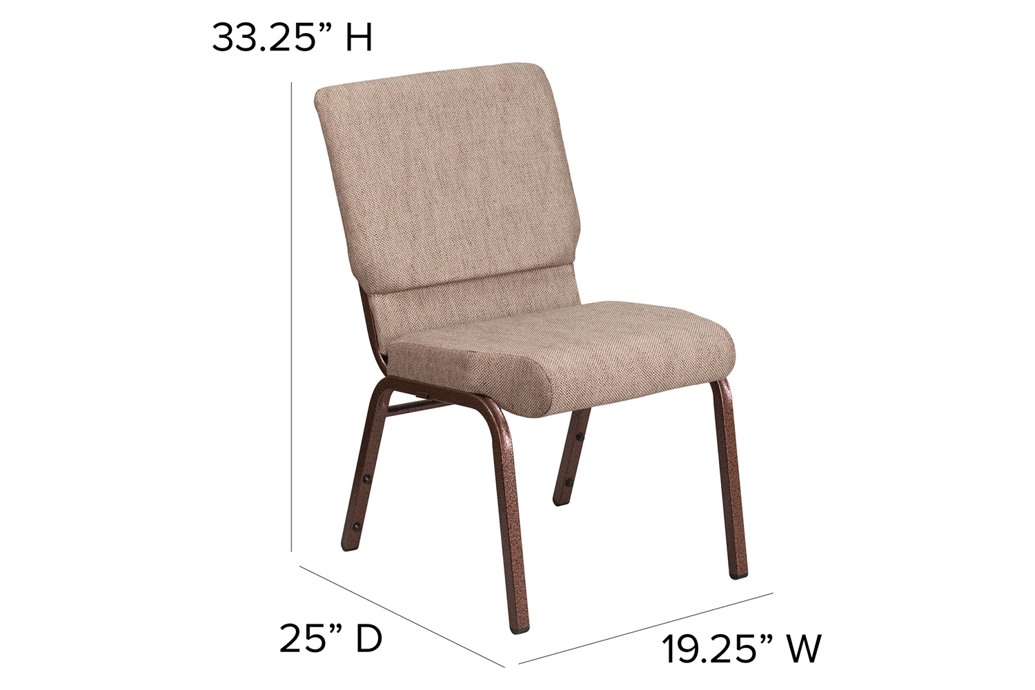 BLNK HERCULES Series Fabric Stacking Church Chair with Copper Vein Frame - Beige