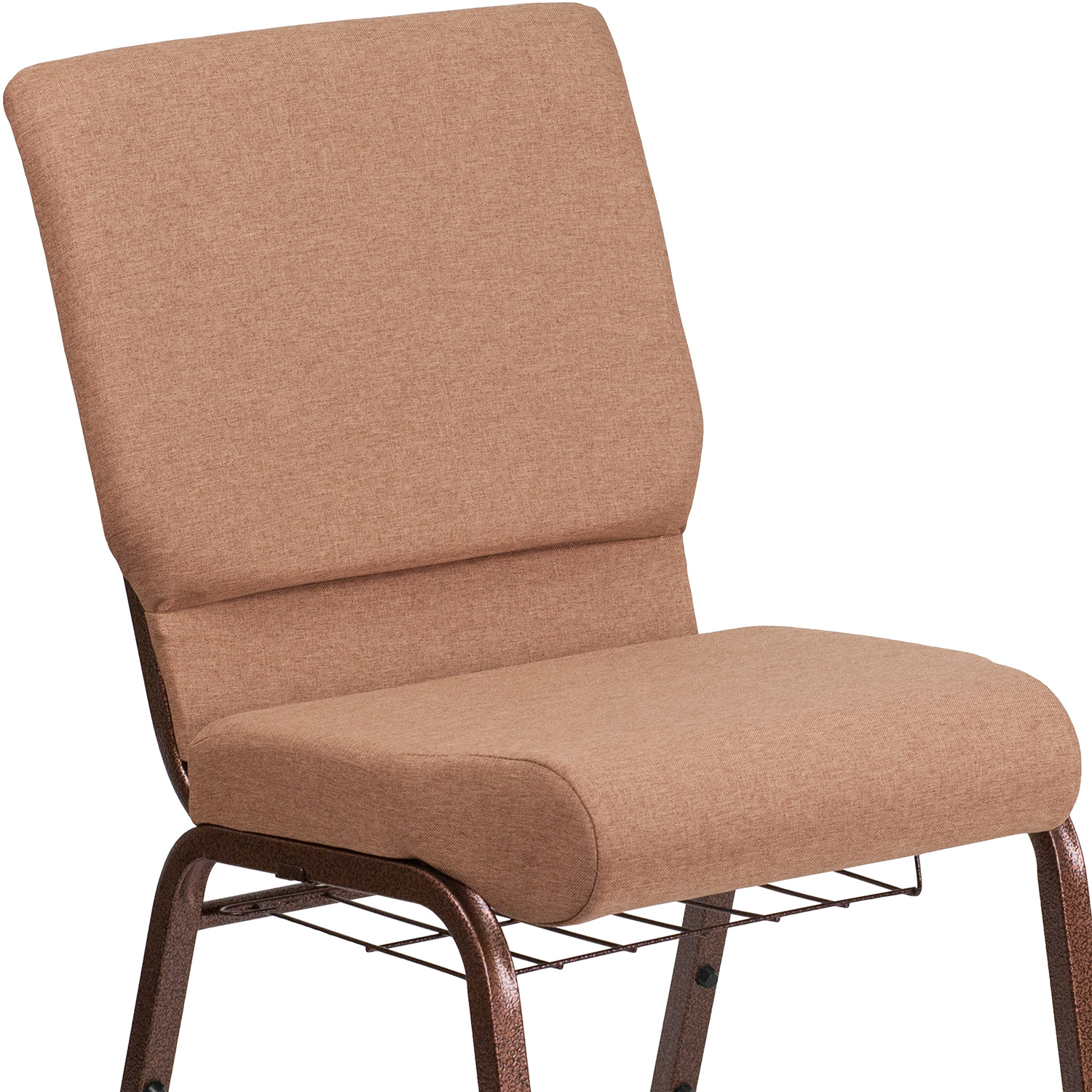 BLNK - HERCULES Series Fabric Church Chair with Cup Book Rack and Copper Vein Frame