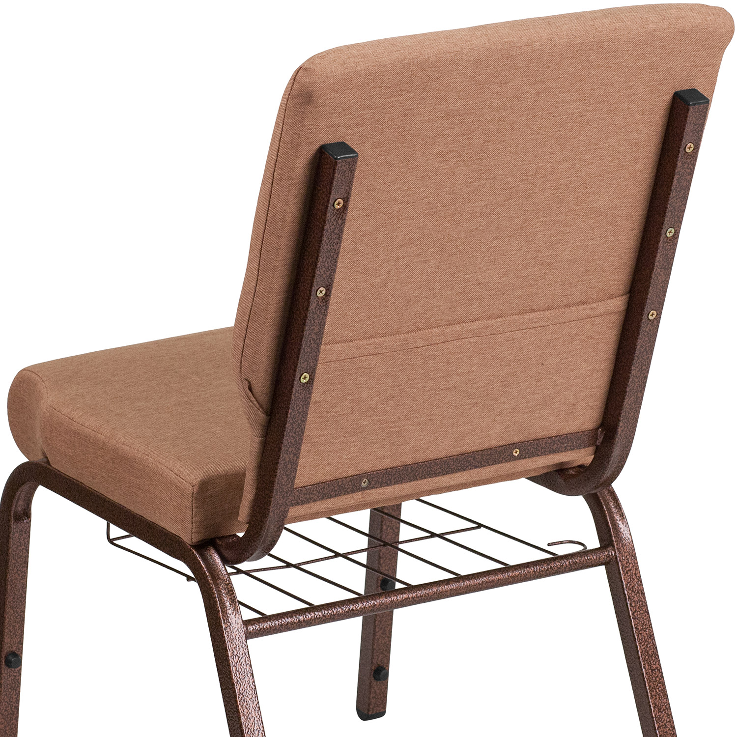 BLNK - HERCULES Series Fabric Church Chair with Cup Book Rack and Copper Vein Frame