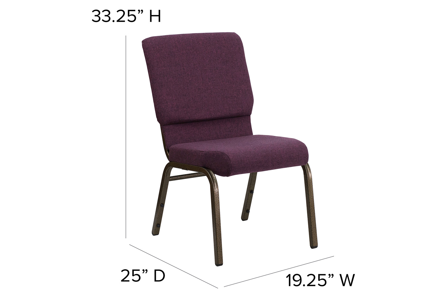 BLNK HERCULES Series Fabric Stacking Church Chair with Gold Vein Frame - Plum