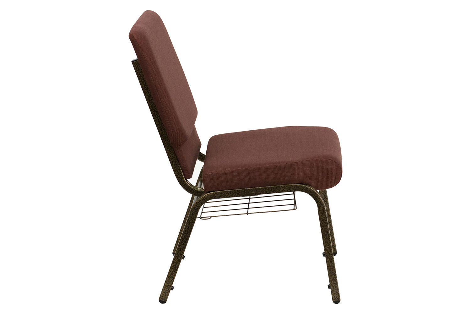 BLNK HERCULES Series Fabric Church Chair with Cup Book Rack and Gold Vein Frame - Brown