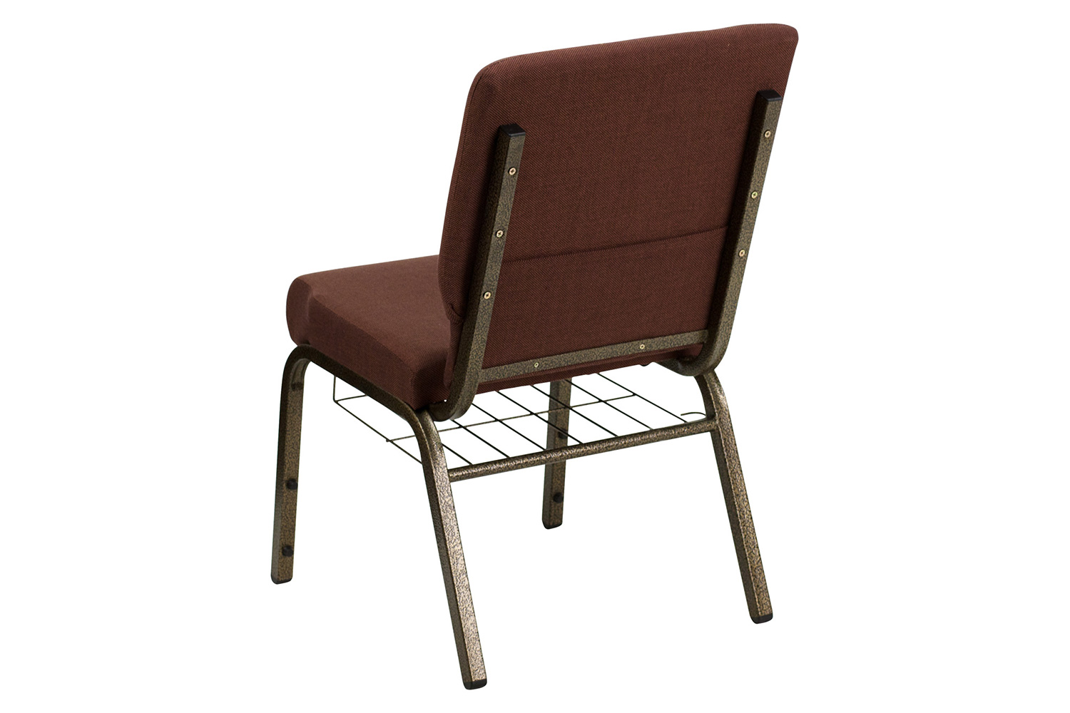 BLNK HERCULES Series Fabric Church Chair with Cup Book Rack and Gold Vein Frame - Brown
