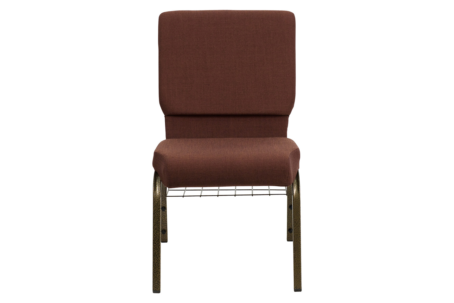 BLNK HERCULES Series Fabric Church Chair with Cup Book Rack and Gold Vein Frame - Brown