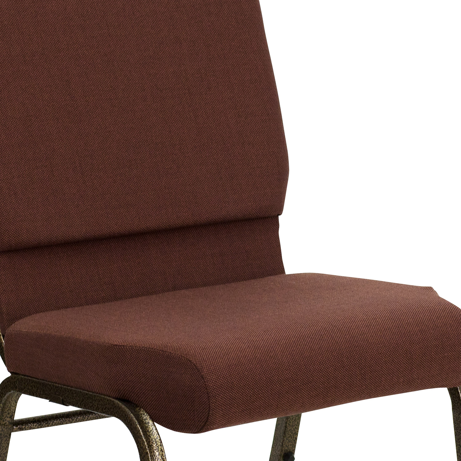 BLNK HERCULES Series Fabric Stacking Church Chair with Gold Vein Frame - Brown