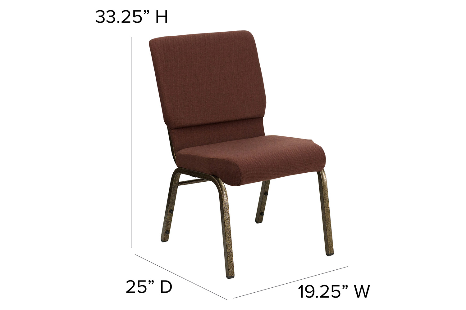 BLNK HERCULES Series Fabric Stacking Church Chair with Gold Vein Frame - Brown