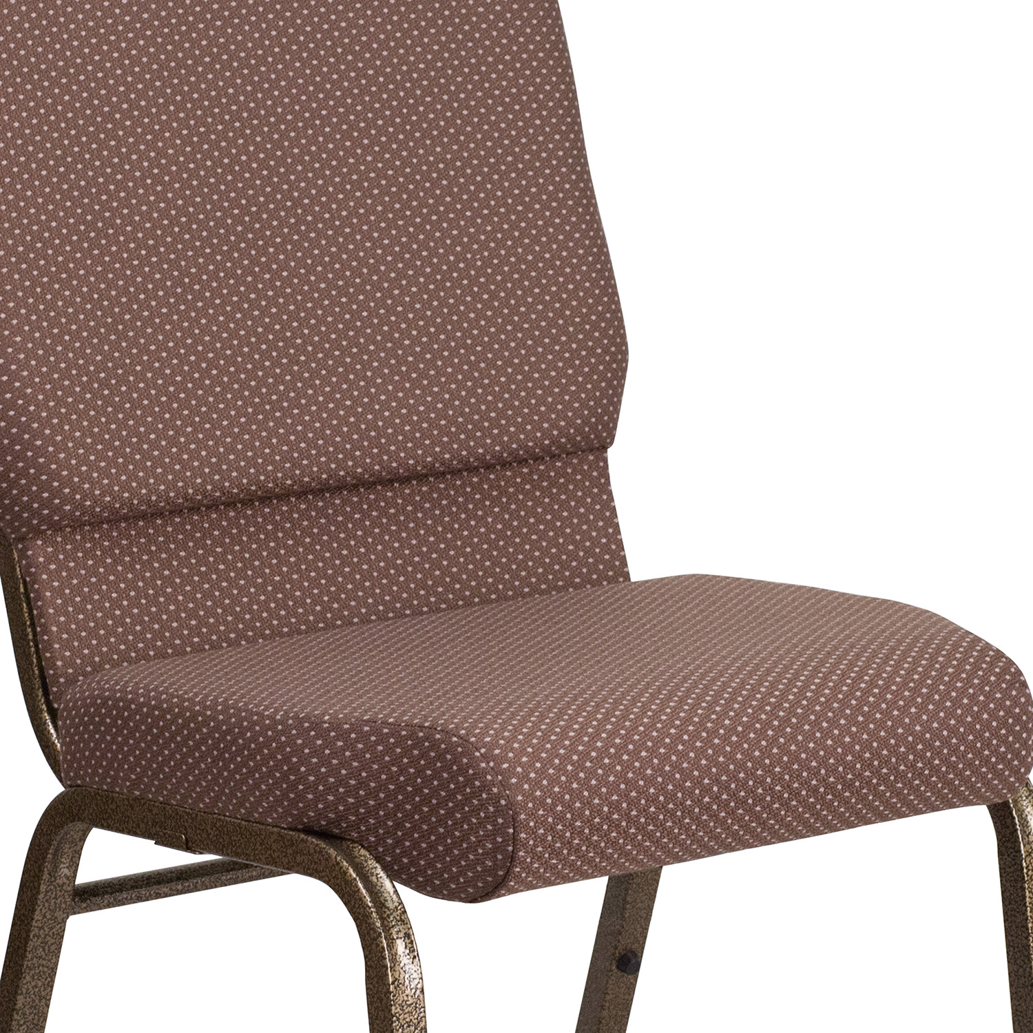 BLNK HERCULES Series Fabric Stacking Church Chair with Gold Vein Frame - Brown Dot