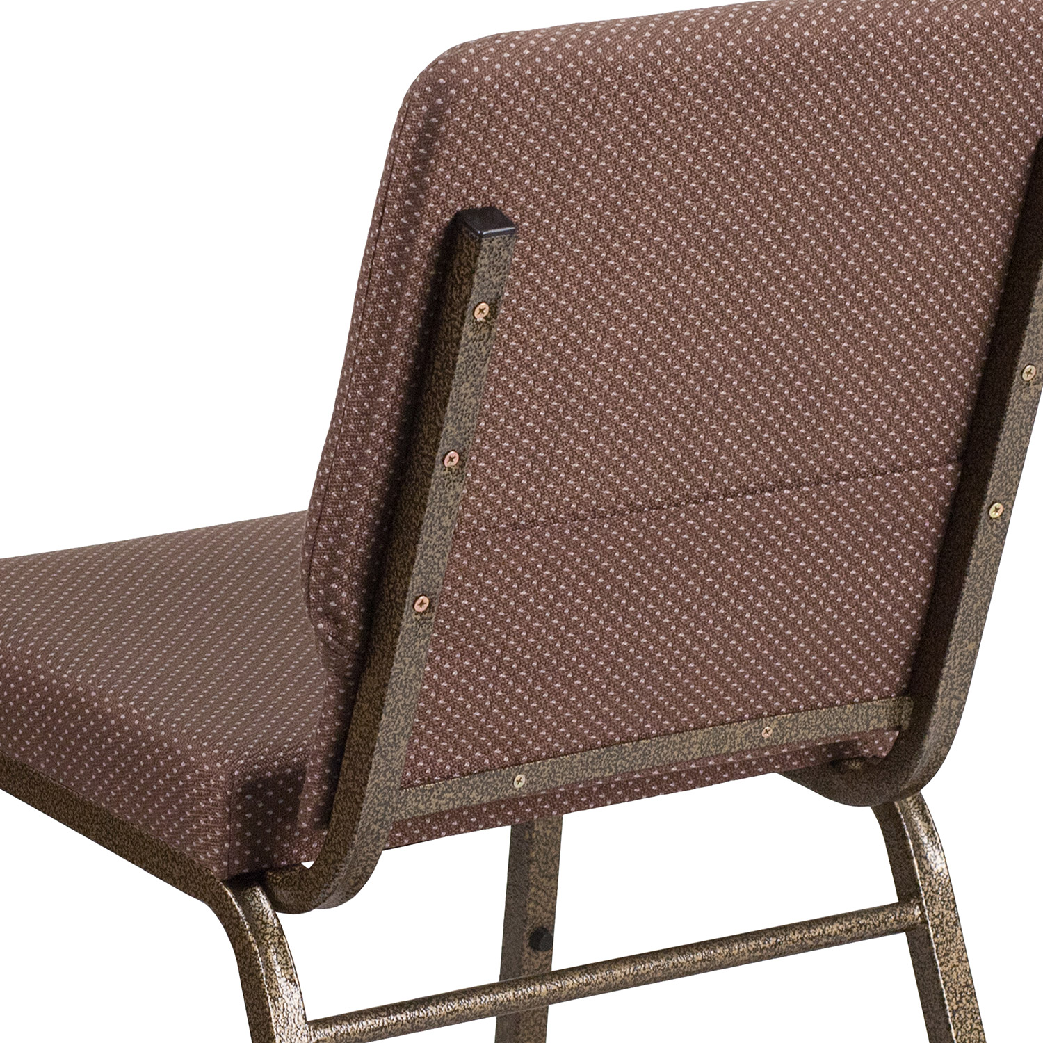 BLNK HERCULES Series Fabric Stacking Church Chair with Gold Vein Frame - Brown Dot