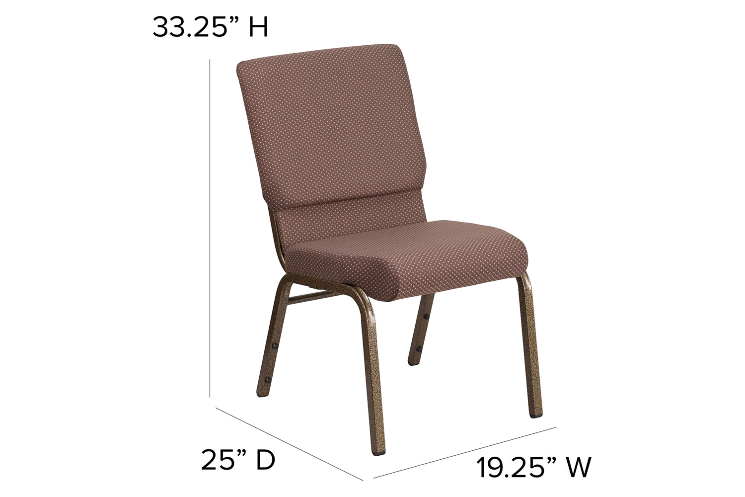 BLNK HERCULES Series Fabric Stacking Church Chair with Gold Vein Frame - Brown Dot