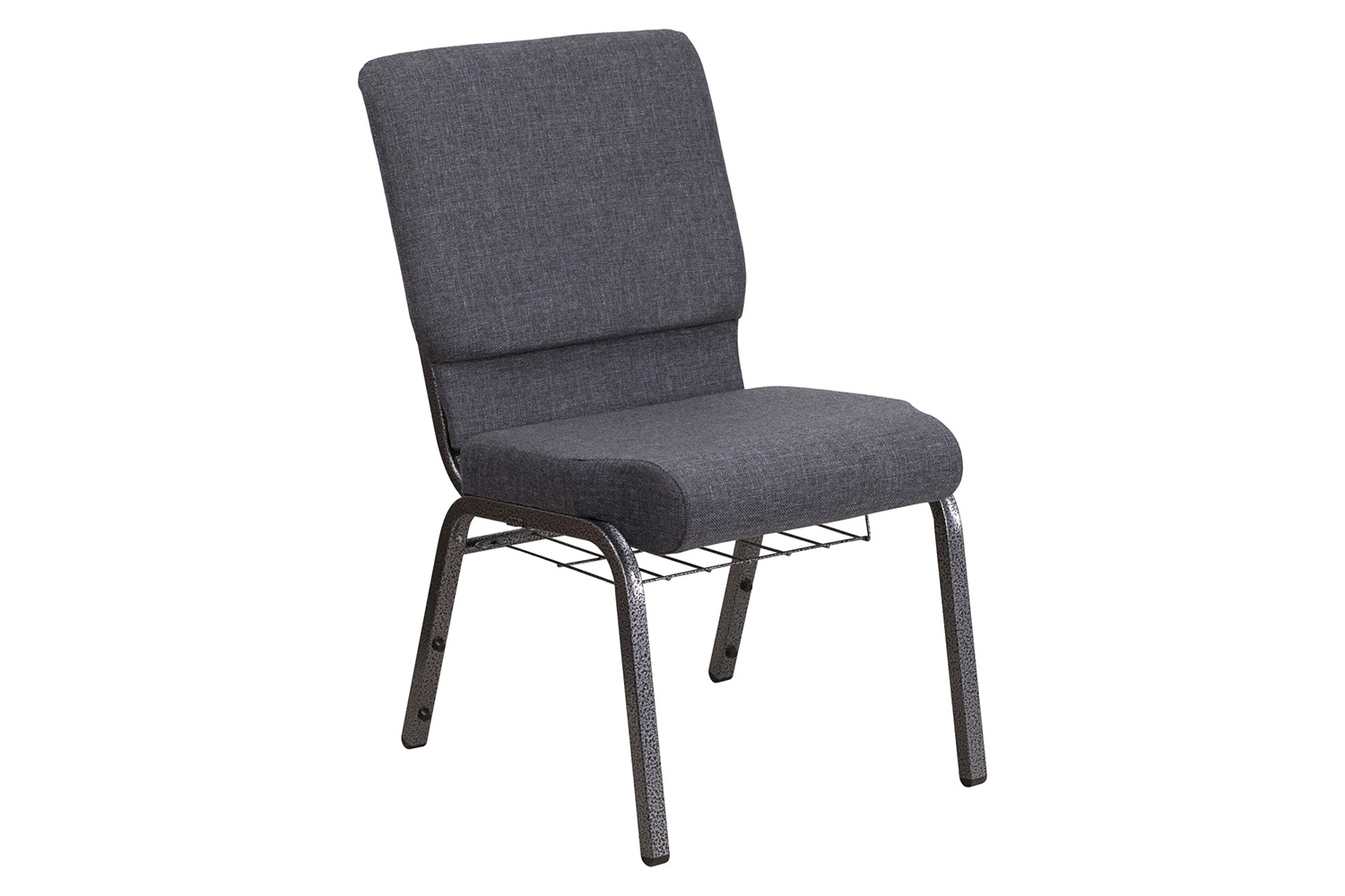 BLNK - HERCULES Series Fabric Church Chair with Book Rack and Silver Vein Frame