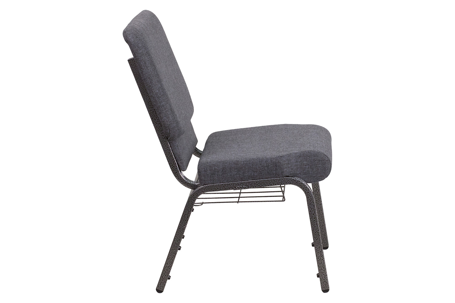 BLNK HERCULES Series Fabric Church Chair with Book Rack and Silver Vein Frame - Dark Gray